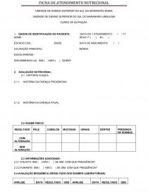 Modelo Ficha de atendimento nutricional - Ensaio - Diana Lima