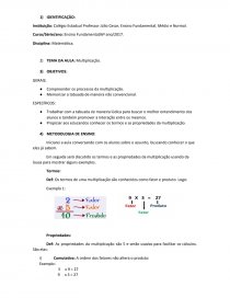 Diversas formas de multiplicar - Planos de aula - 3º ano