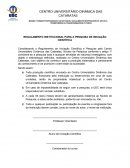 REGULAMENTO INSTITUCIONAL PARA A PESQUISA DE INICIAÇÃO CIENTÍFICA