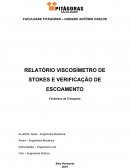 RELATÓRIO VISCOSÍMETRO DE STOKES E VERIFICAÇÃO DE ESCOAMENTO