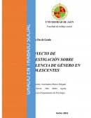 PROYECTO DE INVESTIGACIÓN SOBRE VIOLENCIA DE GÉNERO EN ADOLESCENTES